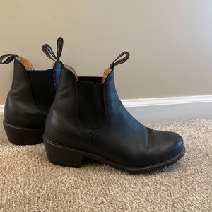 Black Chelsea Blundstone boots with heel
